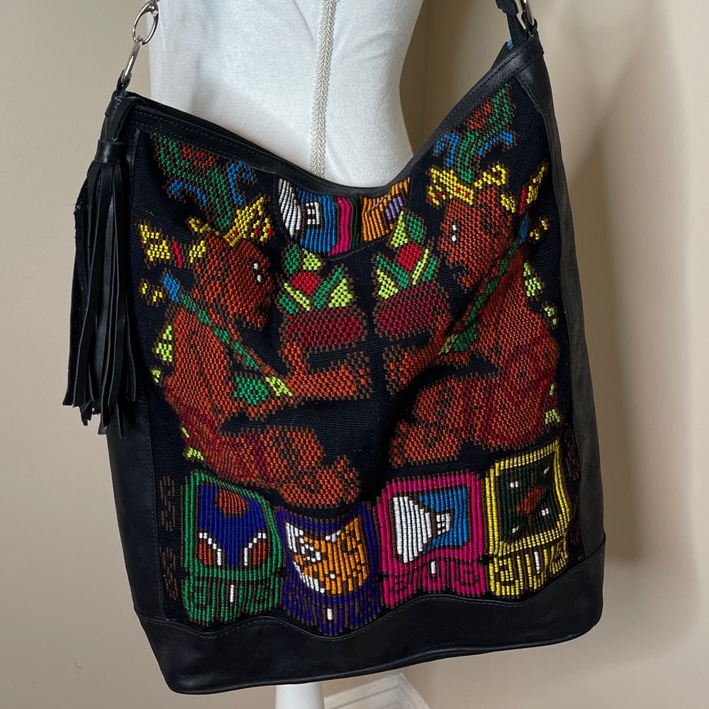 Sirens & Starlight Black Leather Medicine Men Warrior Huipil Bag Never Carried